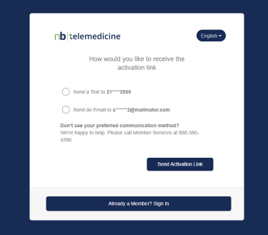 This screenshot has two radio buttons; the top option is for you to receive confirmation via text, and the bottom option is for you to receive confirmation via email.