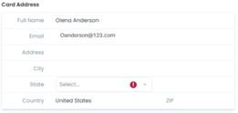 Field section to update your credit card information.