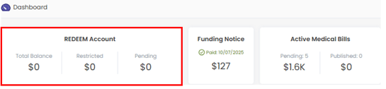 Dashboard to see Share Wallet Account Balances
