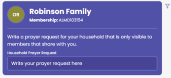 The prayer request option that displays at the top of the Share Stream page. It has an open field for you to type your prayer request.
