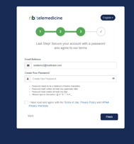 The number 3 in a green circle. The top field, type your email address and the bottom field, create a password.