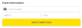Card number field, month and year field and the security code field. A yellow box that reads Add Credit Card.