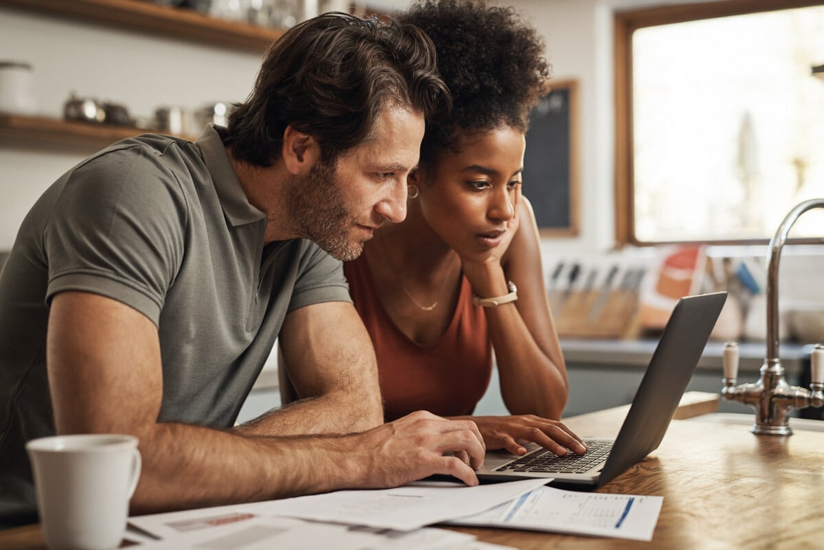 couple looking at computer screen