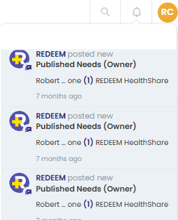 Notifications showing that a member has received a Share from another member.