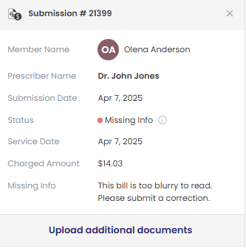 sample bill information.
