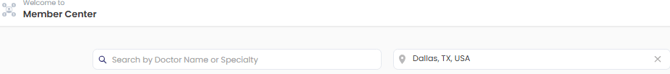 Two search fields, one for doctor name and one for city and state.