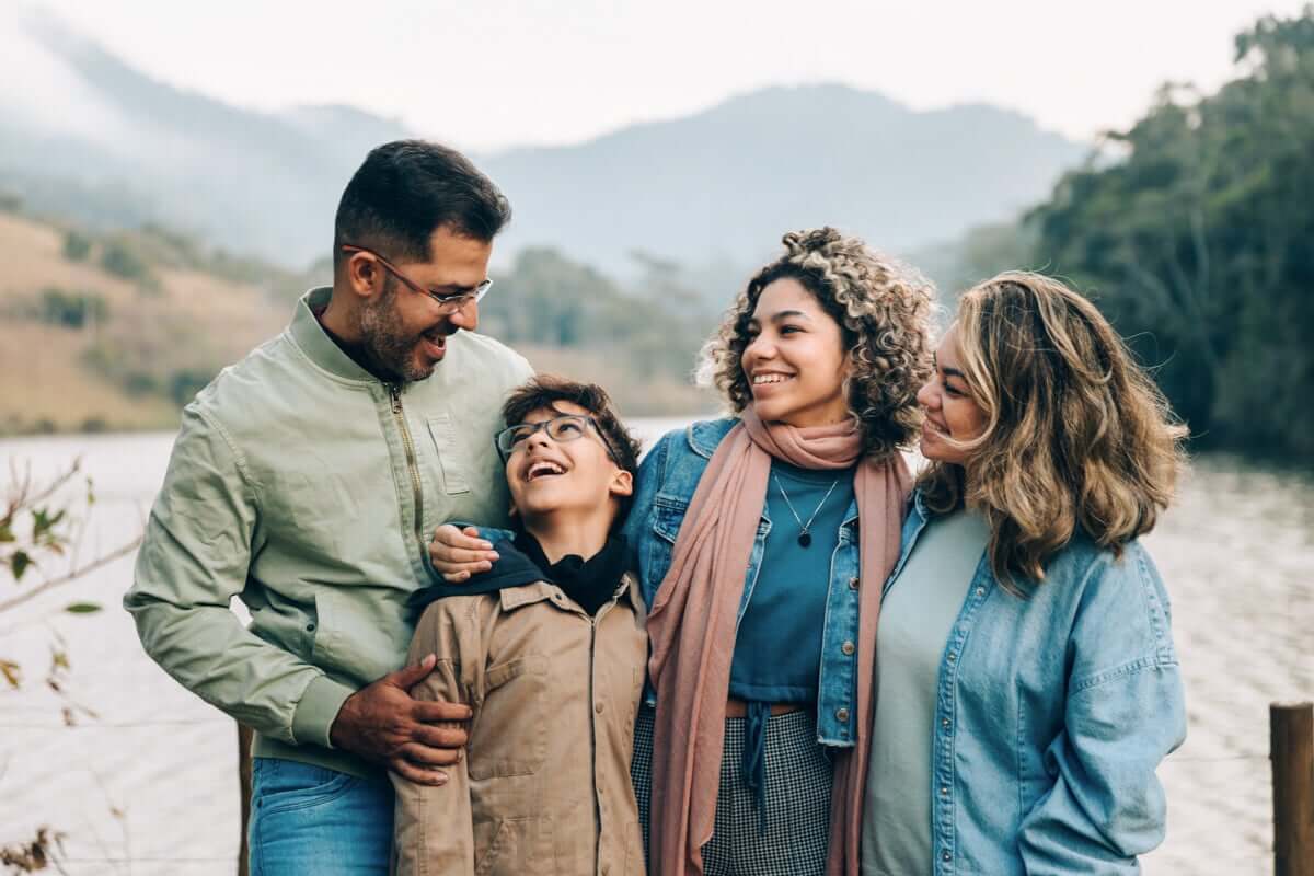 Smiling family in the great outdoors